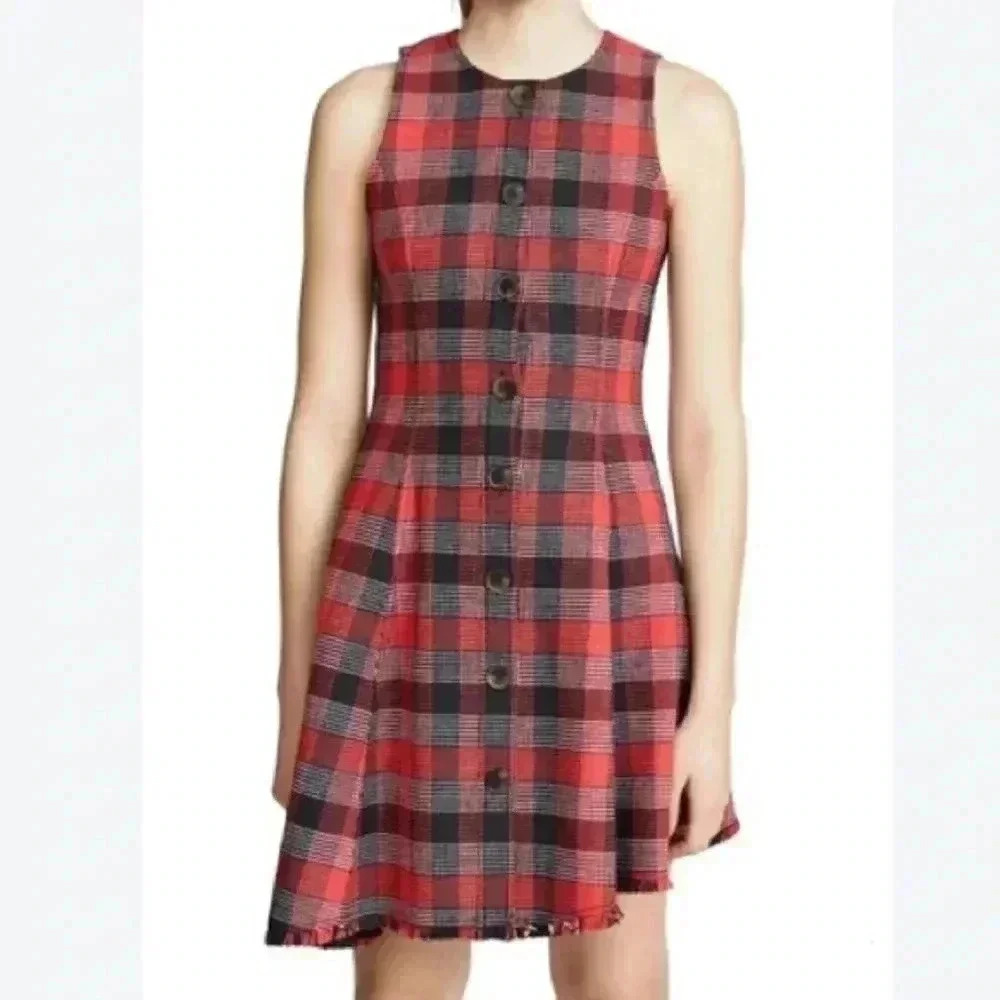 NWOT Derek Lam 10 Crosby Plaid Button Down Dress 2